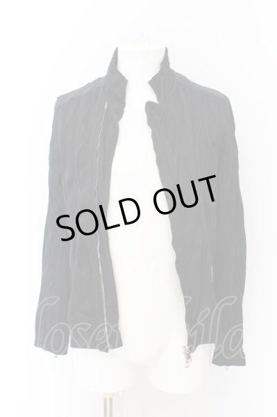 画像2: SEANA / リブ切り替えワッシャーライダースジャケット L ブラック O-24-11-22-015-SE-ja-YM-ZT250 (2)