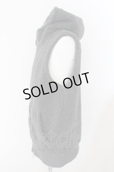 画像2: NO ID. BLACK / ボアノースリーブフーデッドベスト ONE チャコール O-24-11-30-044-NO-ja-YM-M001 (2)