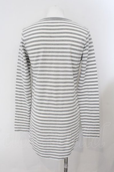 画像2: NO ID. BLACK / コットンボーダーラウンドロングカットソー 1 グレーｘホワイト O-24-11-30-046-NO-to-YM-ZT234 (2)