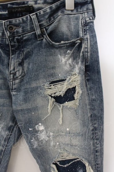 画像2: CIVARIZE / ベルトデザイン膝ZIPスキニーデニムパンツ 44 インディゴ O-24-11-30-054-CI-pa-YM-ZT218 (2)