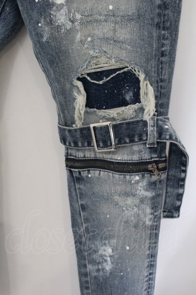 画像3: CIVARIZE / ベルトデザイン膝ZIPスキニーデニムパンツ 44 インディゴ O-24-11-30-054-CI-pa-YM-ZT218 (3)