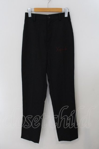 画像1: Xspada / 刺繍スリットスラックスパンツ M ブラック O-24-11-30-060-Xs-pa-YM-ZT218 (1)