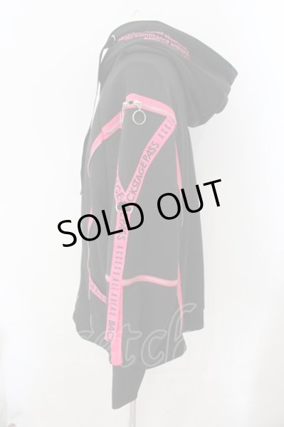 画像2: BACKSTAGE PASS / PARACHUTE-PARKAビッグシルエットジップアップパーカー F ブラックｘピンク O-24-11-30-008-BA-to-YM-OS (2)