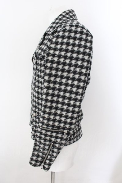 画像2: NO ID. BLACK / ウールライトニングWライダースジャケット 1 ブラックｘホワイト O-24-11-30-010-NO-ou-YM-M103 (2)