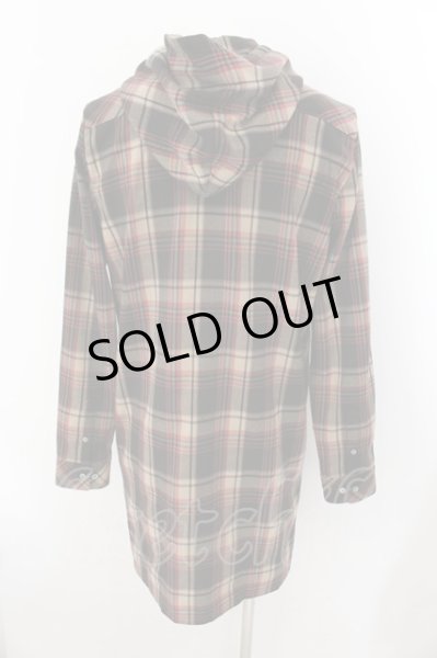 画像2: NO ID. / フードロングチェックシャツ 2 ベージュｘブラウン O-24-11-30-015-NO-sh-YM-ZT208 (2)