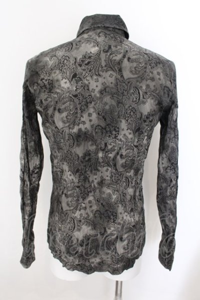 画像2: SHELLAC / コーティングペイズリーワッシャーシャツ 44 シルバーxブラック O-24-11-30-020-SH-sh-YM-ZT192 (2)