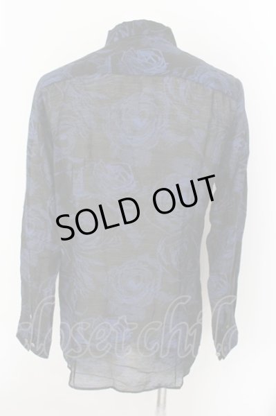 画像2: NO ID. / ストール付ローズプリントショートカラーシャツ 2 ブラックｘブルー O-24-11-30-021-NO-sh-YM-ZT192 (2)