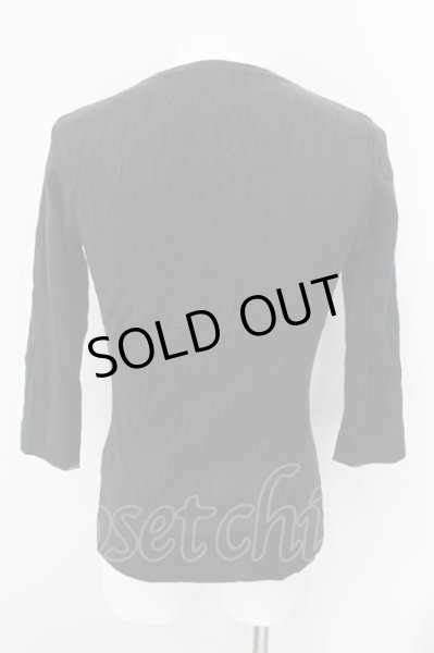 画像2: 5351pour les Hommes / コーティングテレコVネック六部袖カットソー 2 ブラック O-24-11-30-024-53-to-YM-ZT244 (2)