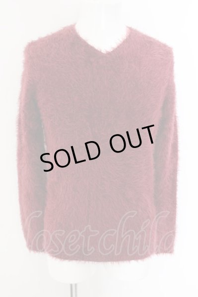 画像1: TORNADO MART / フェザーヤーンVネックニット L ワイン O-24-12-07-034-TO-to-YM-ZT277 (1)