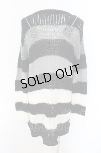 画像2: CIVARIZE / ショルダーZIPローゲージボーダーニットソー F ブラックｘホワイト O-24-12-07-005-CI-to-YM-OS (2)