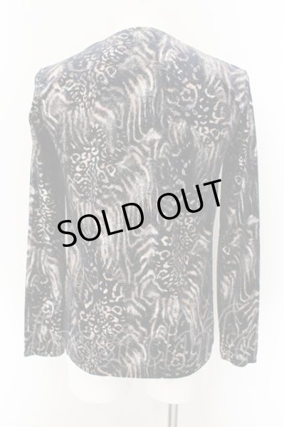 画像2: TORNADO MART / レオパードベロアフォイルVネックカットソー M ブラックｘシャンパンゴールド O-24-12-07-010-TO-to-YM-ZT192 (2)