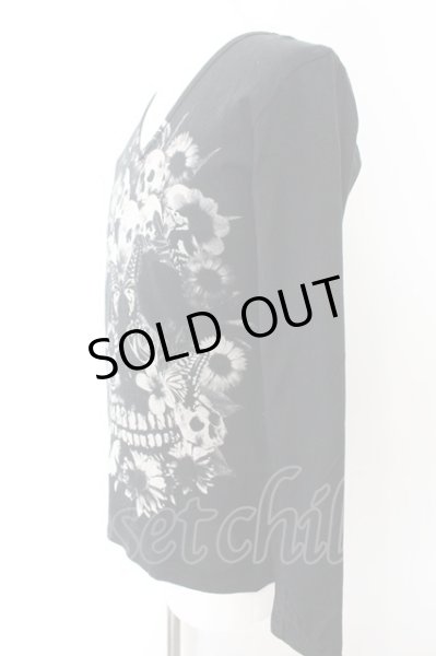 画像2: CIVARIZE / ボタニカルスカルカットソー 46 ブラック O-24-12-13-018-CI-to-YM-OS (2)