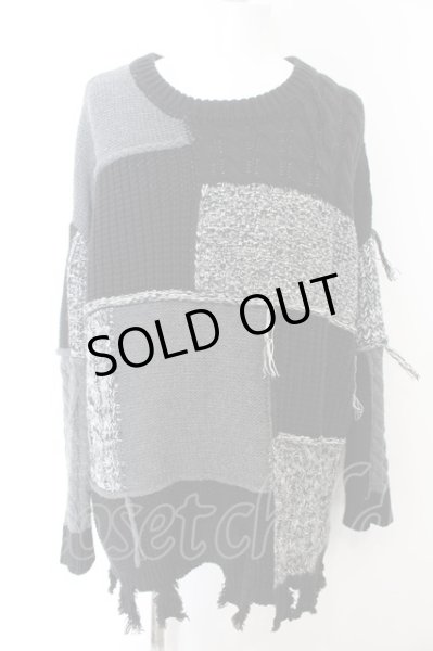 画像1: CIVARIZE / パッチワーク風ビッグプルオーバーニット F ブラックｘグレー O-24-12-13-021-CI-to-YM-OS (1)