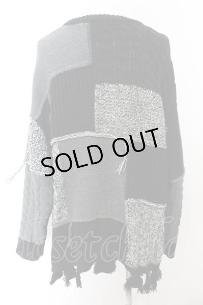 画像3: CIVARIZE / パッチワーク風ビッグプルオーバーニット F ブラックxグレー O-24-12-13-021-CI-to-YM-OS (3)