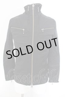 希少美品　14th addiction コンチョ　レザー紐　パーカー メンズ2 14th Addiction / ボンディングレザーパーカー 2 ブラック T-24-10-21