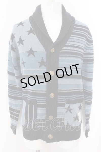 画像1: CavariA / ショールカラーフラッグニットカーディガン 46 ブルー O-24-12-19-004-Ca-to-YM-ZT114 (1)