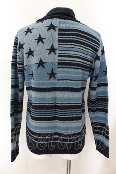 画像2: CavariA / ショールカラーフラッグニットカーディガン 46 ブルー O-24-12-19-004-Ca-to-YM-ZT114 (2)