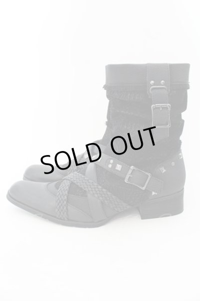 画像3: LOVEHUNTER / クロコスタッズベルトサイドジップアップブーツ 41（25.5） ブラック O-24-12-19-018-LO-sho-YM-OS (3)