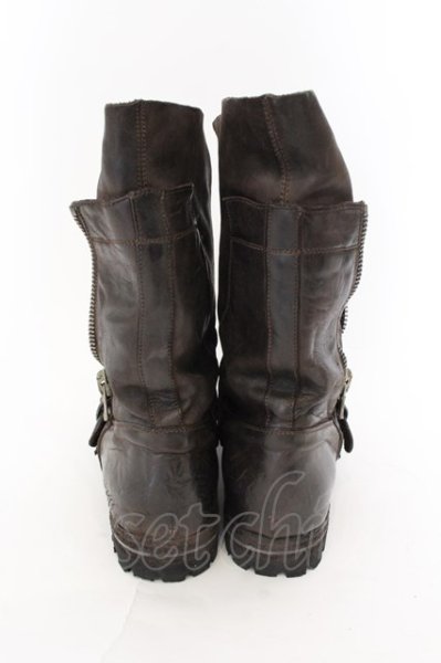 画像4: Moonage Devilment(清春) / MORITZ GREZZO レイヤードブーツ 40（約26cm） ダークブラウン O-24-12-19-020-Mo-sho-YM-ZT-S007 (4)