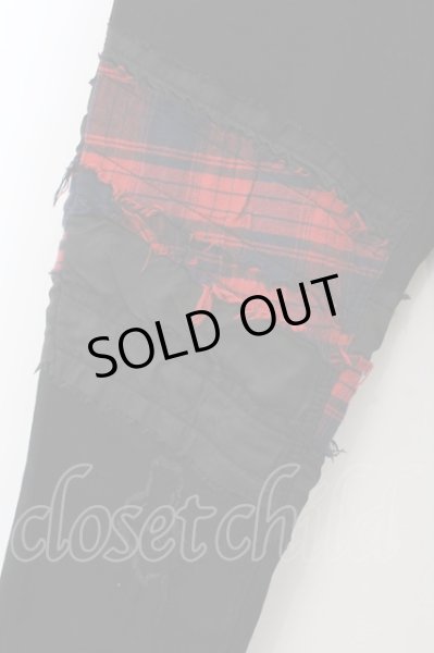 画像2: CavariA / パッチデザインストレッチスキニーパンツ 44 ブラックxレッド O-24-12-20-040-Ca-pa-YM-ZT111 (2)