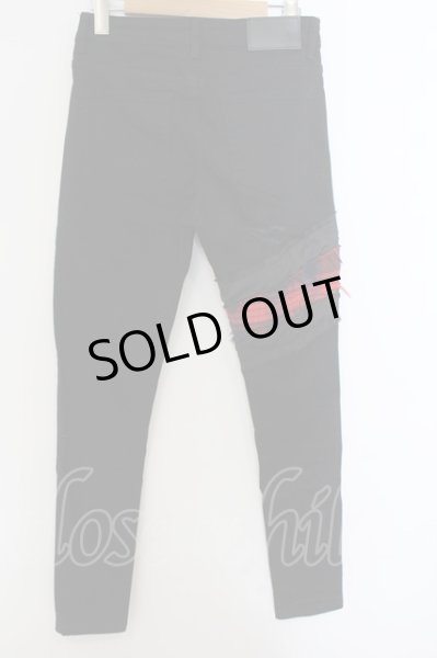 画像3: CavariA / パッチデザインストレッチスキニーパンツ 44 ブラックxレッド O-24-12-20-040-Ca-pa-YM-ZT111 (3)