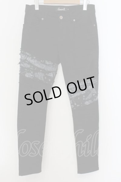 画像1: CavariA / パッチデザインストレッチスキニーパンツ 44 ブラックxブラック O-24-12-20-041-Ca-pa-YM-ZT111 (1)