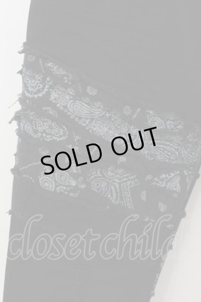 画像2: CavariA / パッチデザインストレッチスキニーパンツ 44 ブラックxブラック O-24-12-20-041-Ca-pa-YM-ZT111 (2)