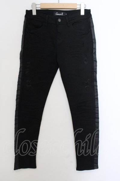 画像1: CavariA / サイドラインダメージストレッチスキニーパンツ 42 ブラック O-24-12-20-042-Ca-pa-YM-ZT111 (1)