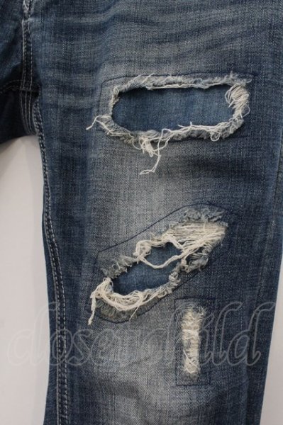 画像2: BUFFALO BOBS / FAIRMOUNT-BURSTダメージ加工スーパースキニーデニムパンツ 2 インディゴ O-24-12-20-043-BU-pa-YM-ZT111 (2)