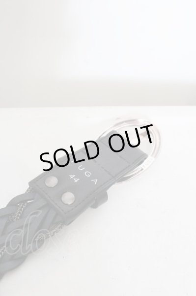 画像3: FUGA / チェーン編み込みラウンドバックルベルト 44 ブラックｘガンメタル O-24-12-20-050-FU-za-YM-OS (3)