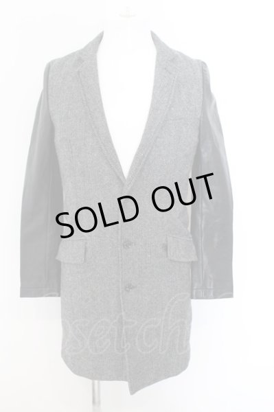 画像1: FUGA / AttackingThird レザー切り替えチェスターコート 44 グレーｘブラック O-24-12-20-003-FU-ou-YM-ZT-ML026 (1)