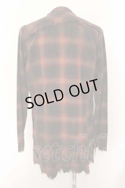 画像2: 14th Addiction / デストロイチェックシャツガウンカーディガン 1 レッド O-24-12-26-032-14-to-YM-ZT389 (2)