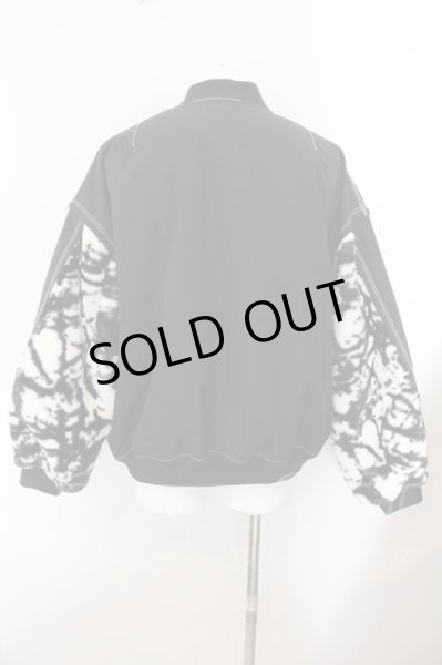 画像2: CavariA / ボア切り替えステッチナイロンブルゾンジャケット  ブラックｘホワイト O-24-12-26-046-Ca-ou-YM-ZT117 (2)