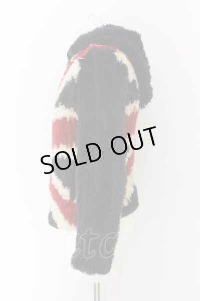 画像2: Ballet by BACKLASH / ユニオンジャック染めラビットファーパーカー 0（レディース） ブラックｘレッドｘアイボリー O-24-12-26-099-BB-ou-YM-ZT105 (2)