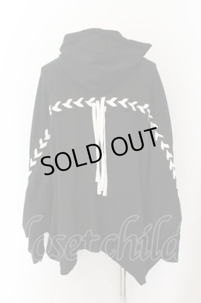 画像3: CIVARIZE / レースアップ変形ポンチョパーカー F ブラック O-24-12-26-100-CI-to-YM-ZT106 (3)