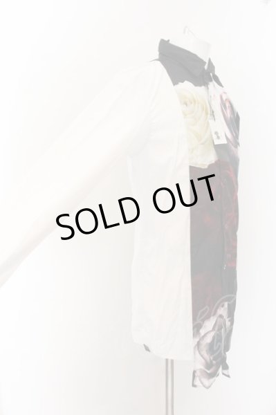 画像2: CIVARIZE / フラワープリント切り替えバイカラーシャツ 46 ブラックｘホワイト O-24-12-26-105-CI-sh-YM-ZT106 (2)