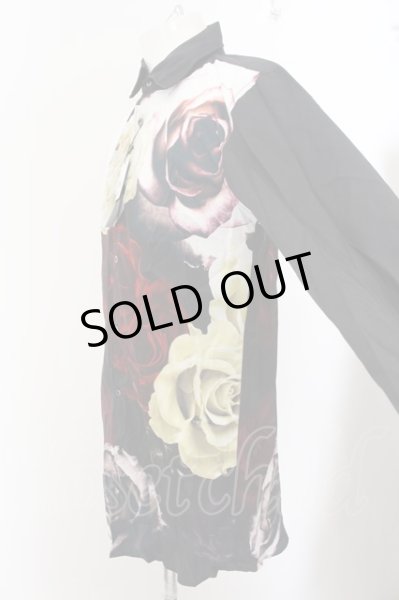 画像3: CIVARIZE / フラワープリント切り替えバイカラーシャツ 46 ブラックｘホワイト O-24-12-26-105-CI-sh-YM-ZT106 (3)