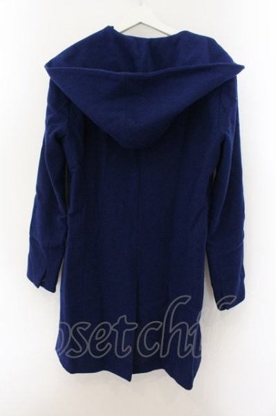 画像2: NO ID. / ピュアウールメルトンフーデッドロング 3 ブルー O-24-12-26-011-NO-ou-YM-ZT-M101 (2)