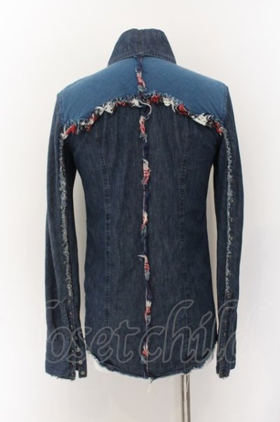 画像1: LGB / SHIRT-G/STD FEATHER/M フェザークロスシャツ【メンズ1】 1 インディゴ O-24-12-26-115-LG-sh-YM-ZT108 (1)