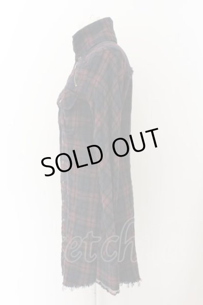 画像2: LGB / SHIRT-G/MID ミディロングシャツ 0（レディース） ネイビーｘワイン O-24-12-26-116-LG-sh-YM-ZT107 (2)