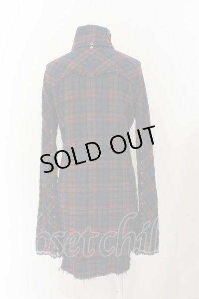 画像3: LGB / SHIRT-G/MID ミディロングシャツ 0（レディース） ネイビーｘワイン O-24-12-26-116-LG-sh-YM-ZT107 (3)