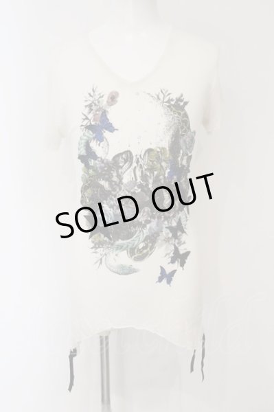 画像1: KMRii / SKULL FLOWER Tシャツ 3 ホワイト O-24-12-29-059-KM-ts-YM-OS (1)