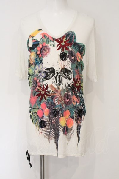 画像1: KMRii / BOTANICAL PARADISE Tシャツ 3 ホワイト O-24-12-29-060-KM-ts-YM-ZT137