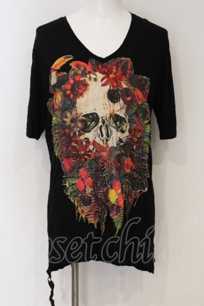 画像1: KMRii / BOTANICAL PARADISE Tシャツ 3 ブラック O-24-12-29-063-KM-ts-YM-ZT137