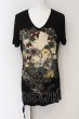 画像1: KMRii / MAGNOLIA SKULL FLOWER Tシャツ 3 ブラック O-24-12-29-064-KM-ts-YM-ZT137 (1)