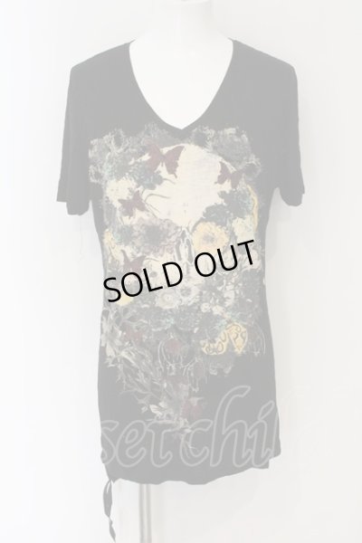 画像1: KMRii / MAGNOLIA SKULL FLOWER Tシャツ 3 ブラック O-24-12-29-064-KM-ts-YM-ZT137