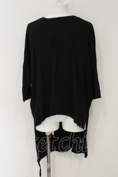 画像2: KMRii / Crush Print Long Back Tシャツ M/F ブラック O-24-12-29-066-KM-ts-YM-ZT137 (2)