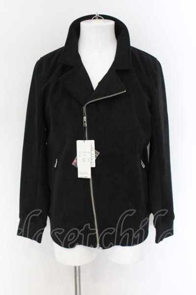 画像2: NO ID. / フェイクスウェードセミダブルライダースジャケット 1 ブラック O-24-12-30-031-NO-ja-YM-ZT-ML026 (2)