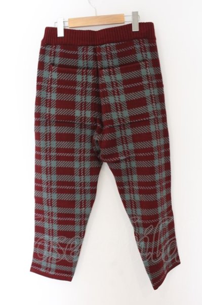 画像2: NO ID. BLACK / イミテーションアンゴラニットタータンチェックサルエルトラウザーズパンツ 1 ワイン O-24-12-30-058-NO-pa-YM-ZT084 (2)