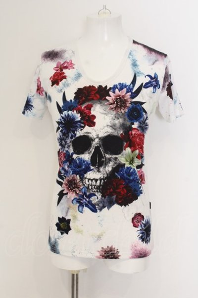 画像1: CIVARIZE / 転写スカルフラワーTシャツ 44 ホワイト O-24-12-30-011-CI-ts-YM-ZT217